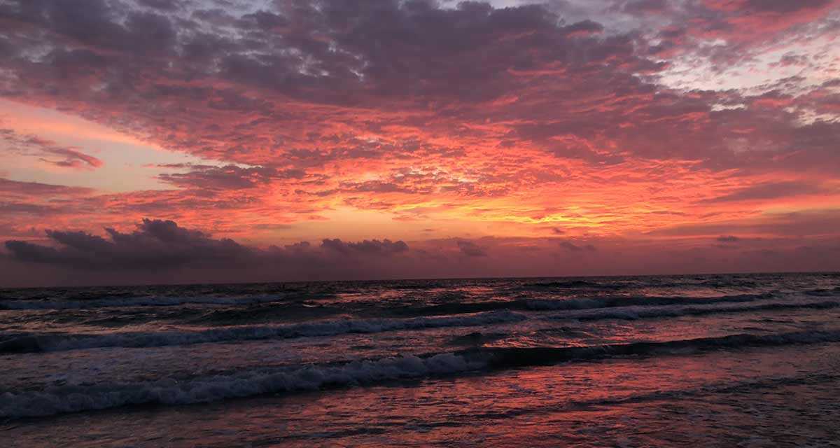 Beautiful sunset on Tampa Bay, FL coast.