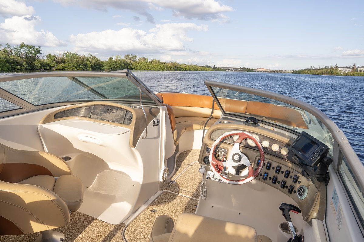 The helm and dash on Adventure I.
