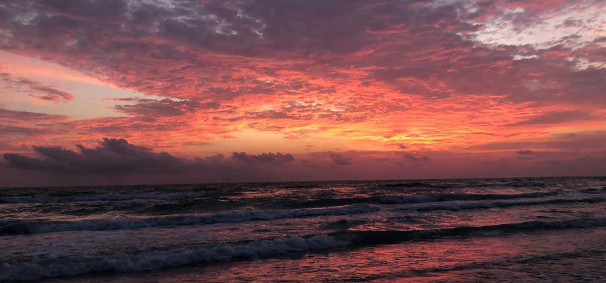 Beautiful sunset off the Tampa, FL coastline.