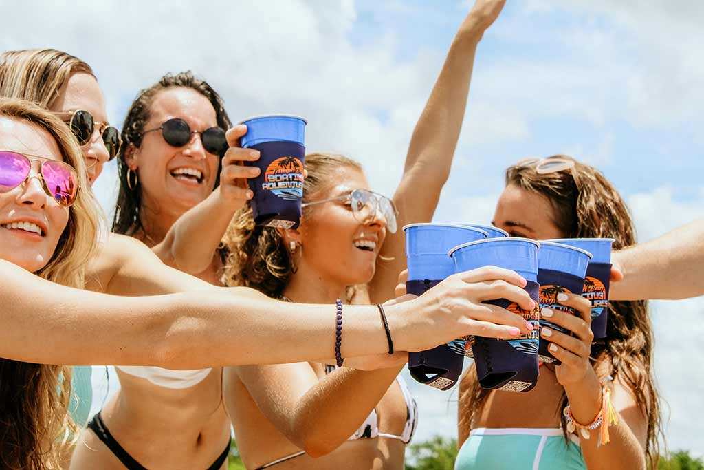 Girls partying with drinks in Tampa, Florida.