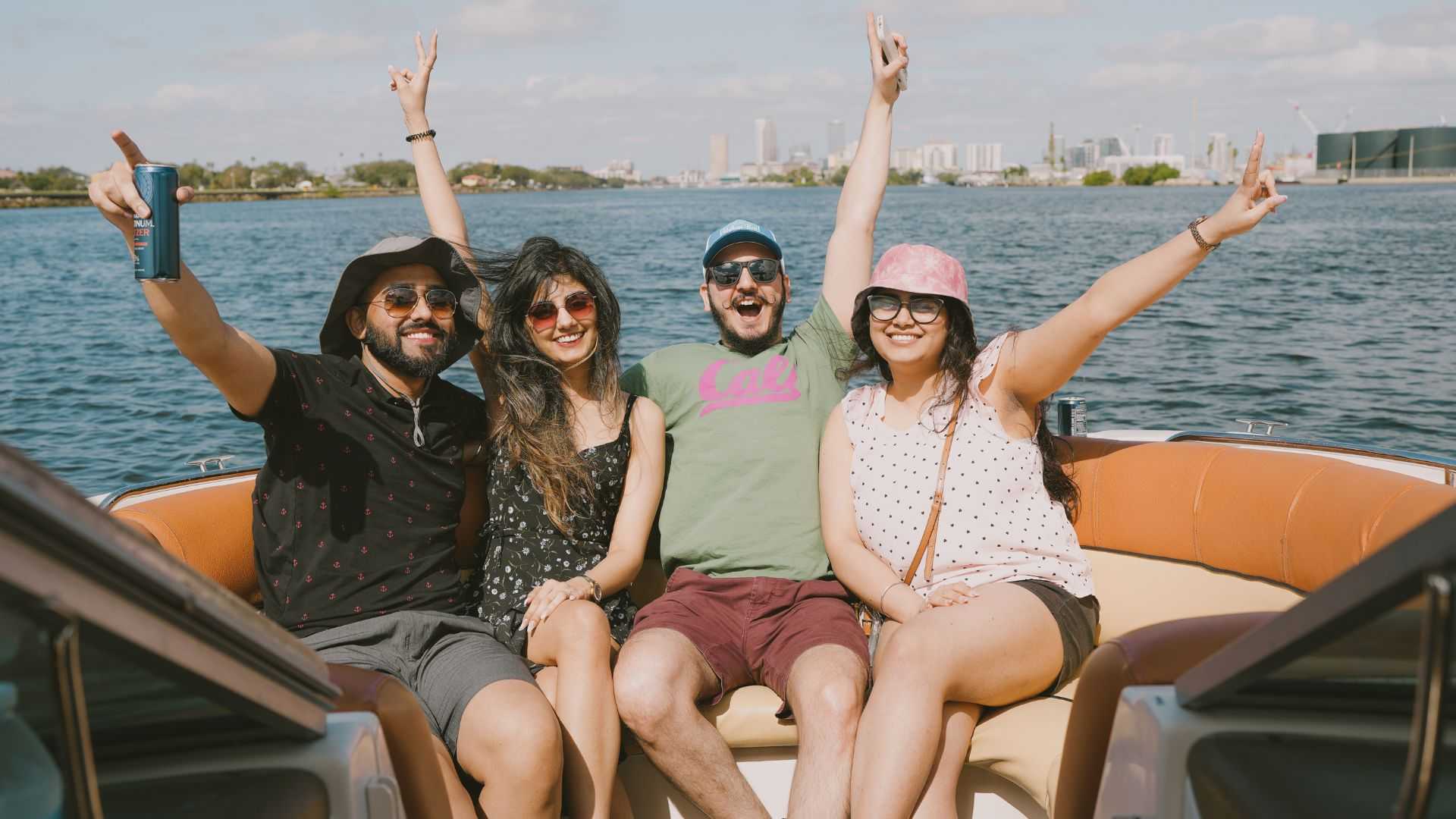 Sightseeing boat route passing historic waterfront homes in Tampa Bay.