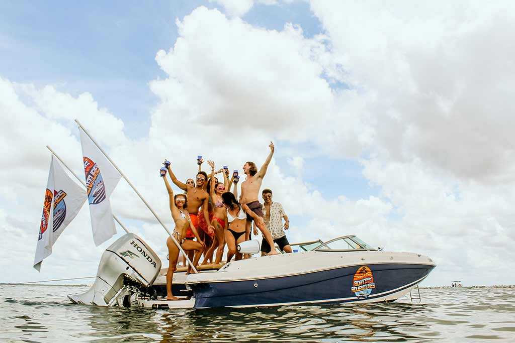 Friends on a Tampa Bay, FL party boat.