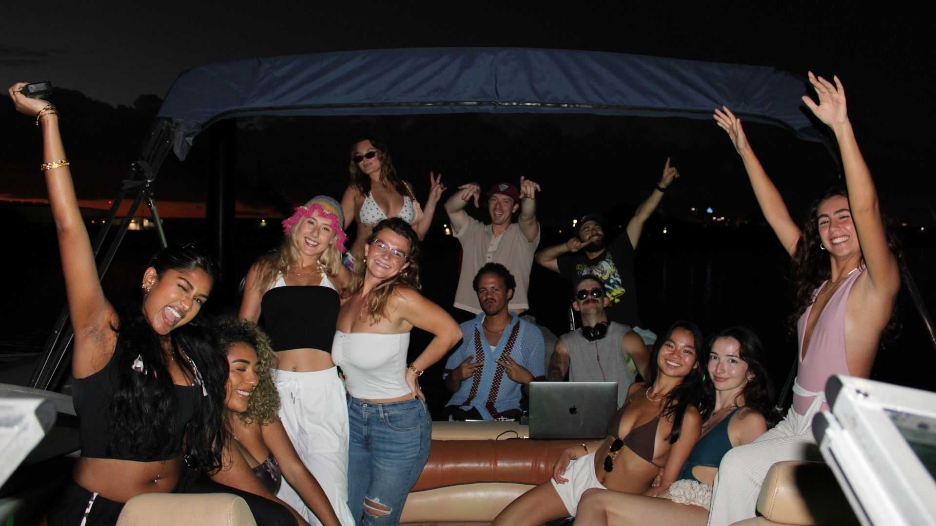 Friends planning a large group boat day together.