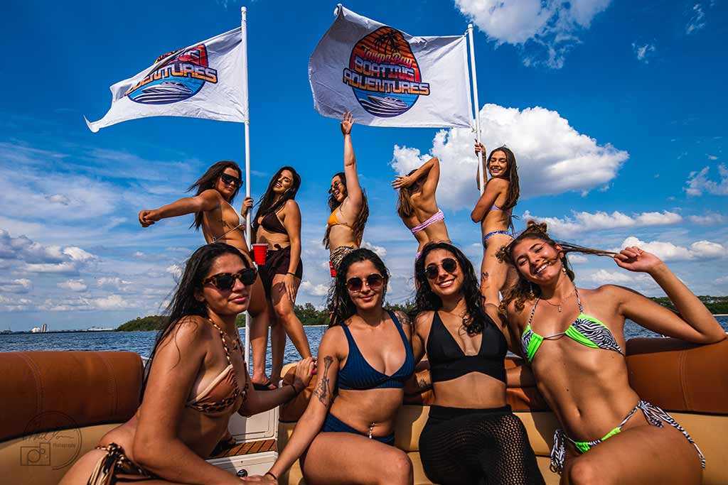 Hot girls on a party boat near Beer Can Island in Tampa Bay, FL.