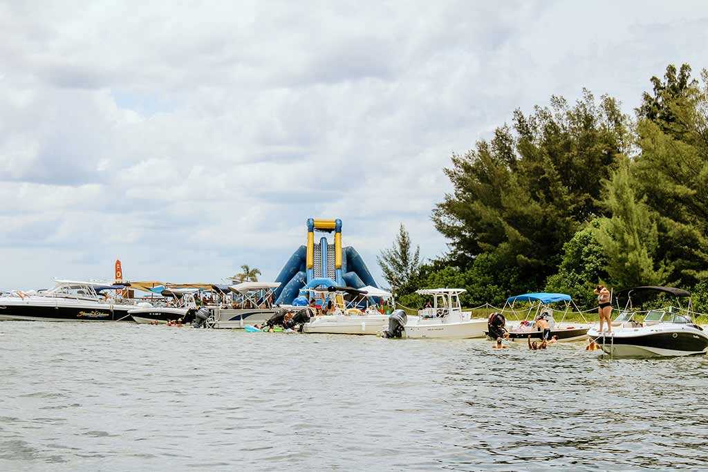 Water slide on Beer Can Island in Tampa Bay, FL.