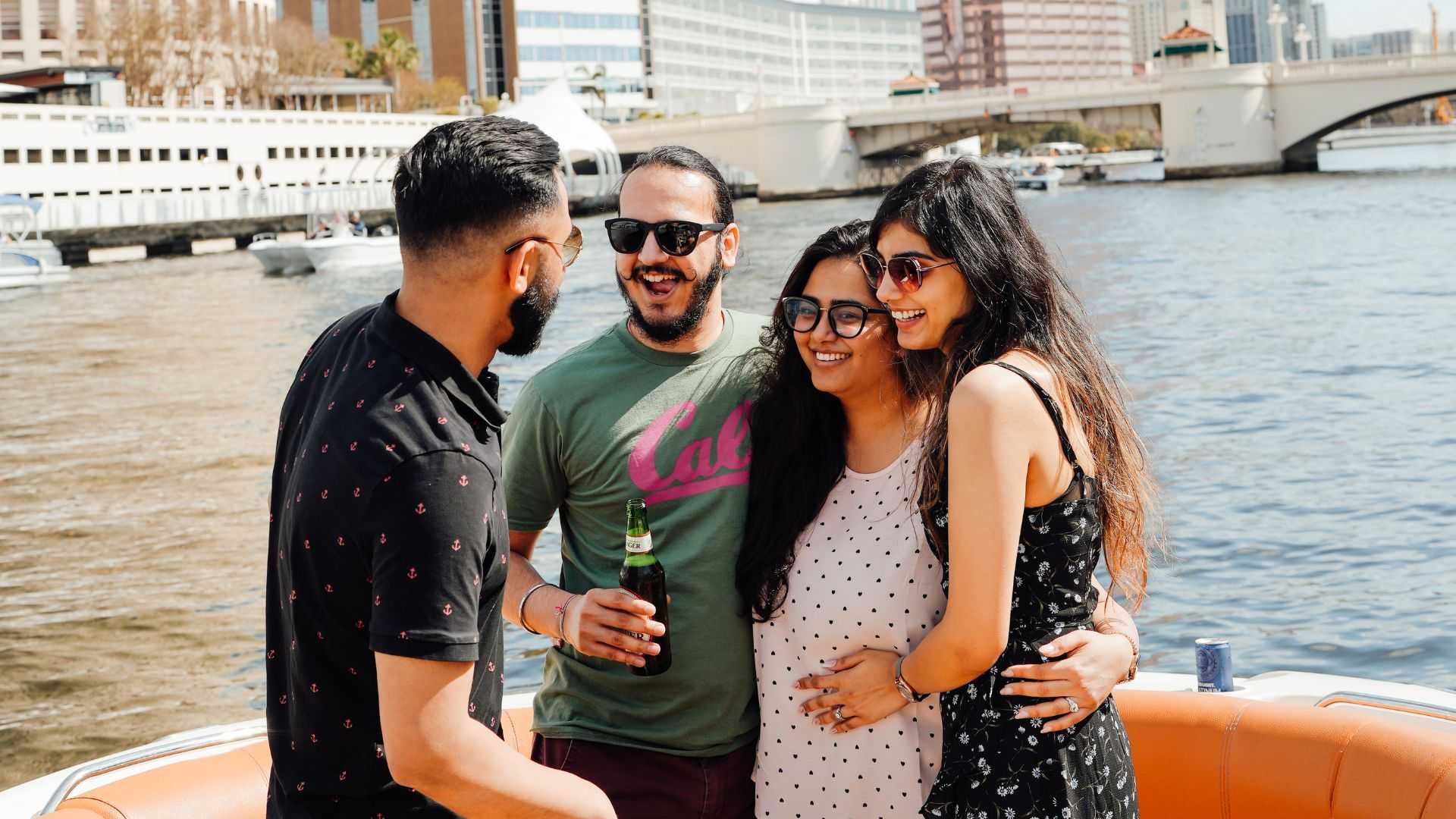 Cruising through Downtown Tampa Bay at golden hour.
