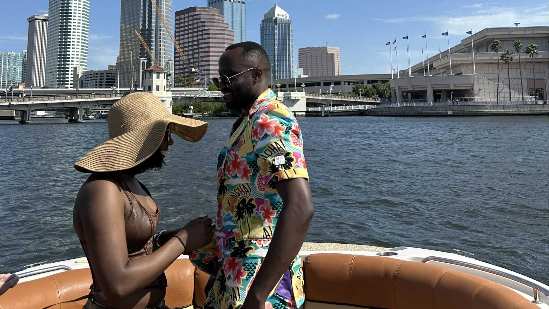 Romantic date at a private charter boat in Tampa Bay.