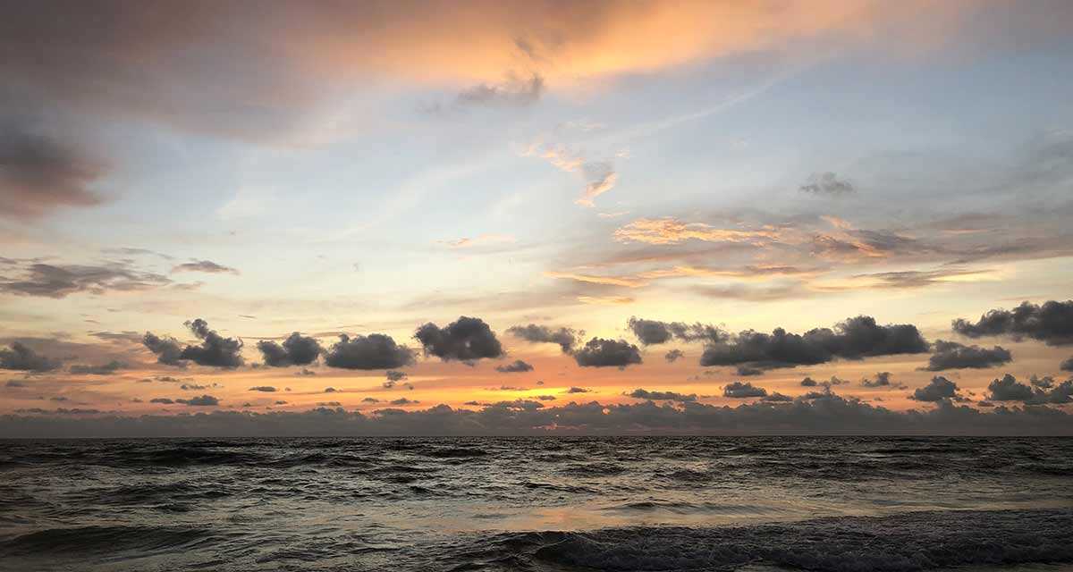 Golden sunset in Tampa Bay, Florida.