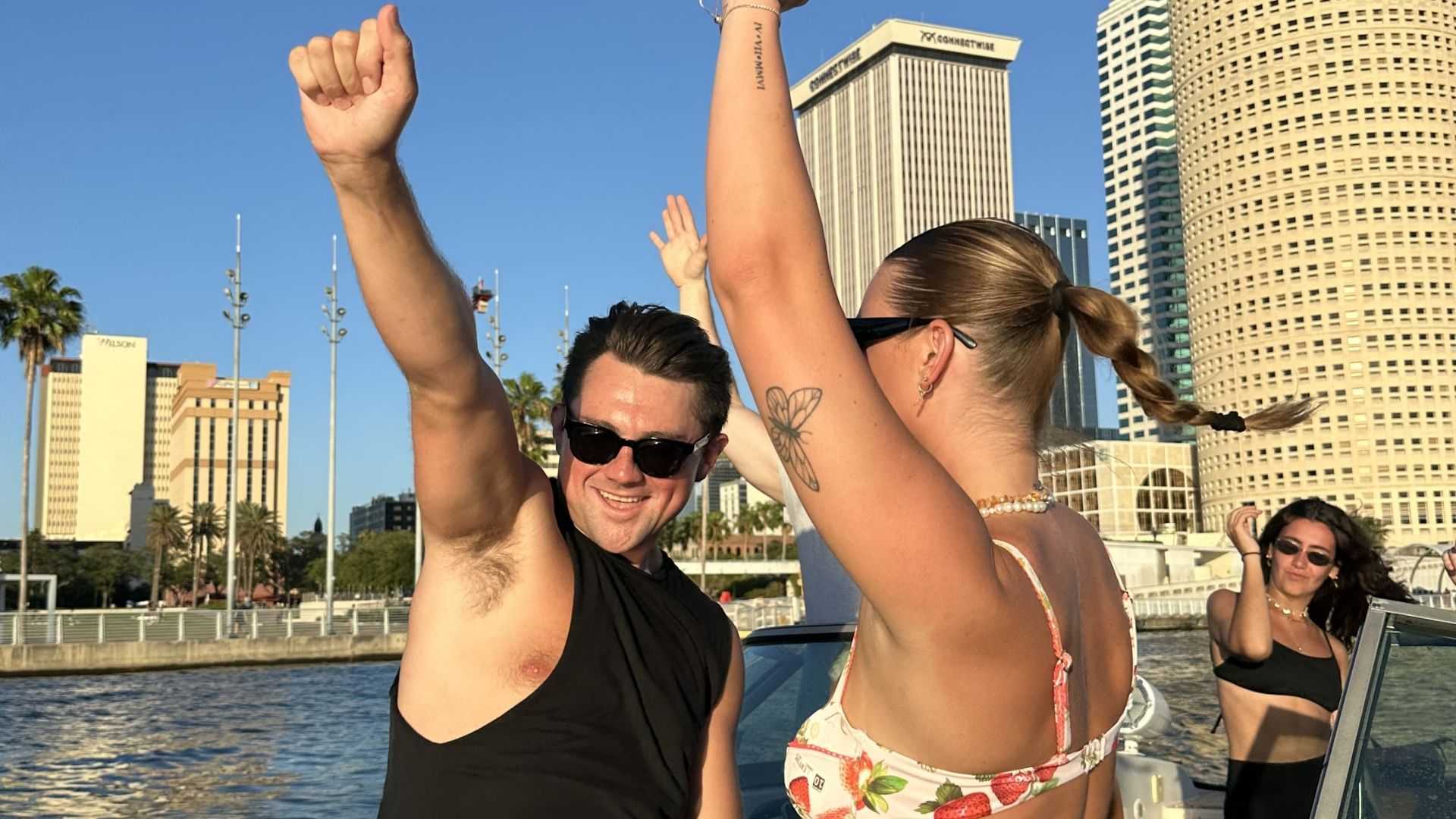 Spring Break group partying on a boat in Tampa Bay.