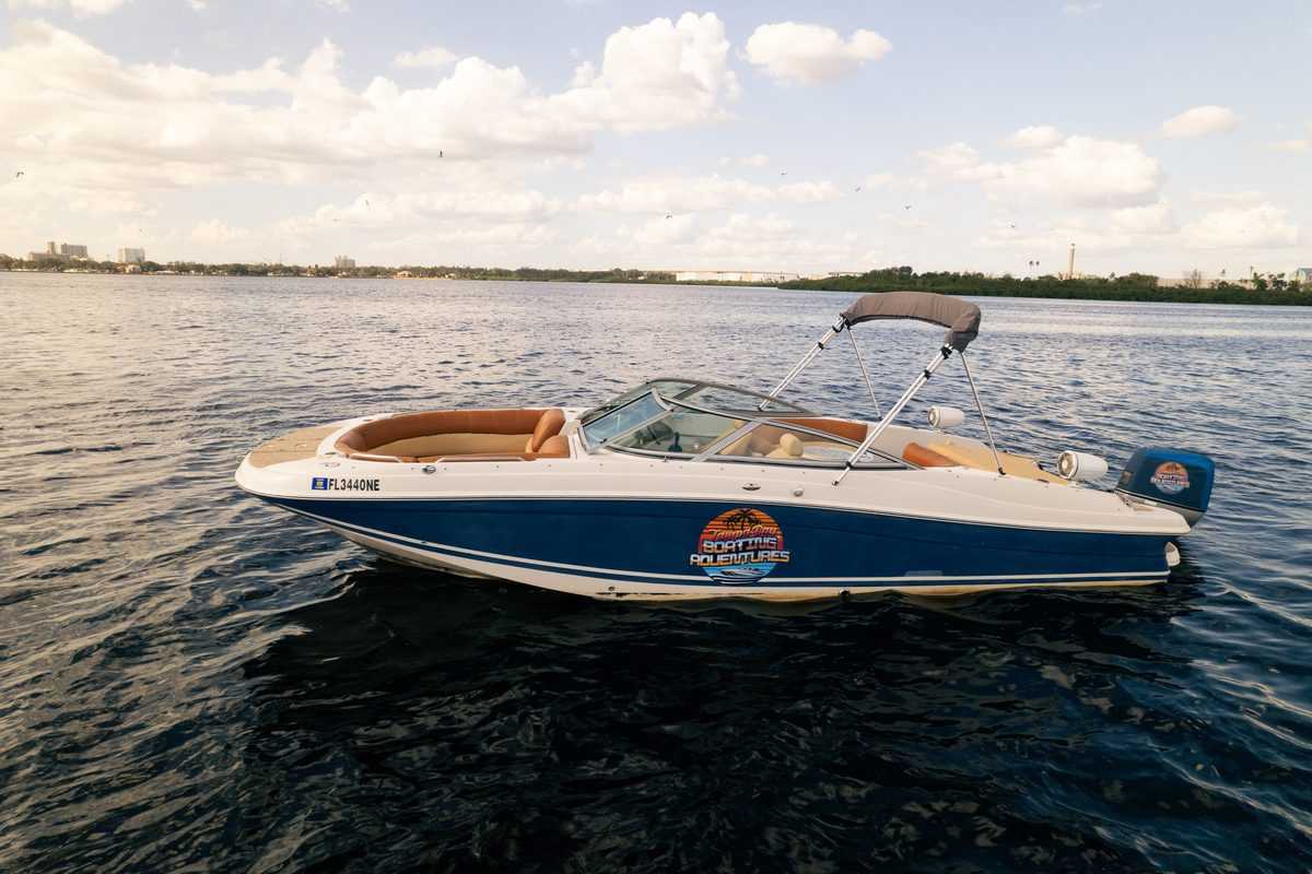 Aerial view of the charter boat under big Tampa Bay skies.