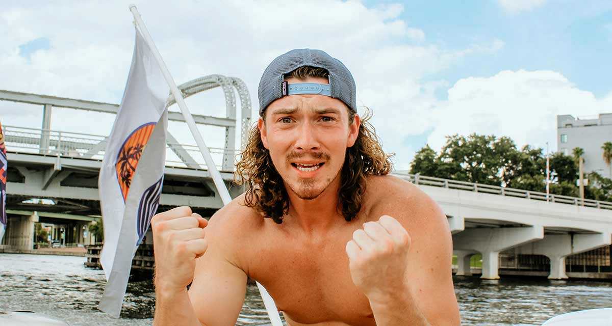 Zach living the life on a party boat near Tampa Bay, FL.