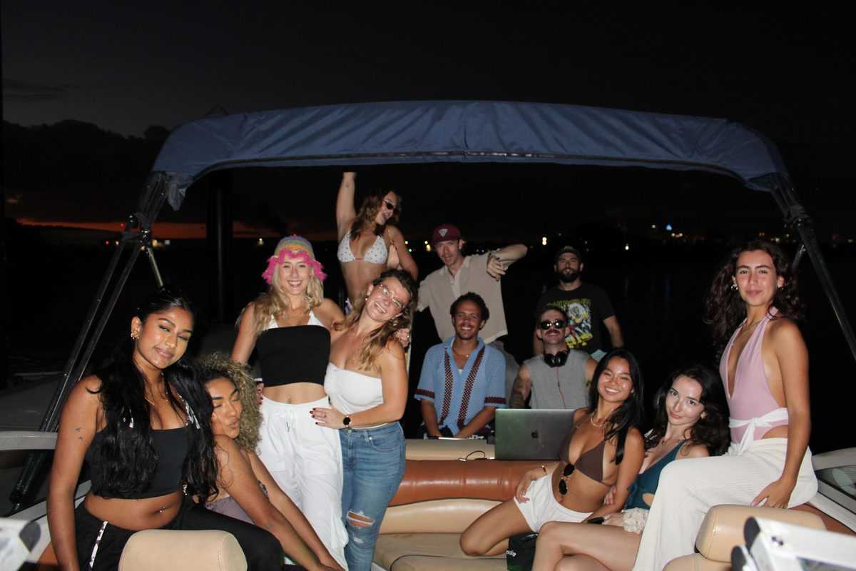 Night party group on deck in Tampa.